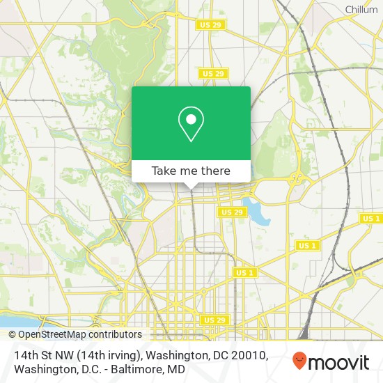 Mapa de 14th St NW (14th irving), Washington, DC 20010