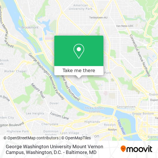 Mapa de George Washington University Mount Vernon Campus