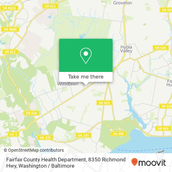 Fairfax County Health Department, 8350 Richmond Hwy map