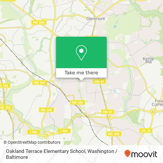 Mapa de Oakland Terrace Elementary School, 2720 Plyers Mill Rd