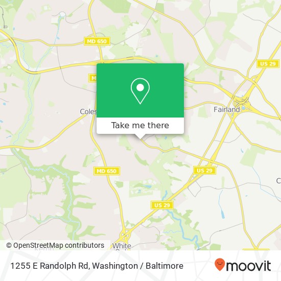Mapa de 1255 E Randolph Rd, Silver Spring, MD 20904