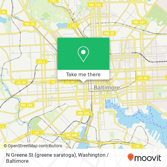 N Greene St (greene saratoga), Baltimore, MD 21201 map