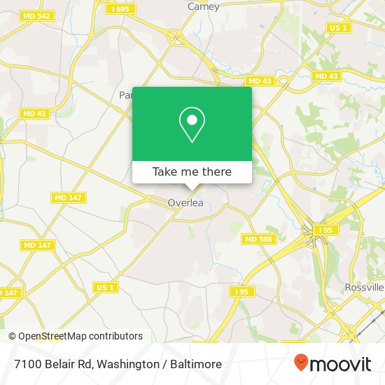 Mapa de 7100 Belair Rd, Baltimore, MD 21206