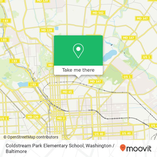 Mapa de Coldstream Park Elementary School, 1400 Exeter Hall Ave