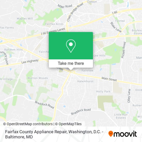 Fairfax County Appliance Repair map