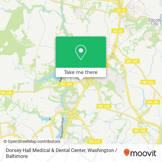 Mapa de Dorsey Hall Medical & Dental Center, 9501 Old Annapolis Rd