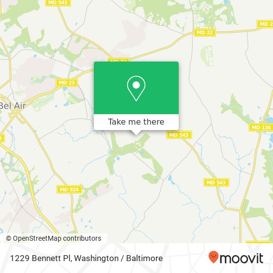 Mapa de 1229 Bennett Pl, Bel Air, MD 21015