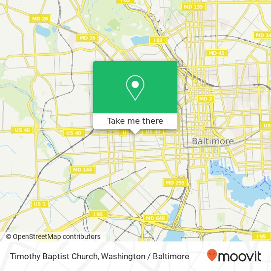 Mapa de Timothy Baptist Church, 1214 W Saratoga St