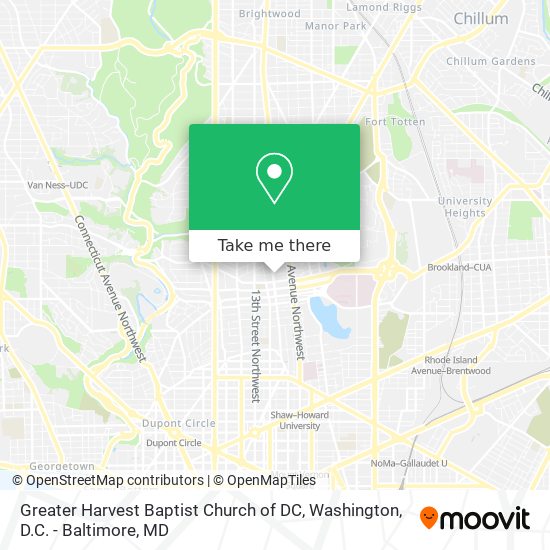 Mapa de Greater Harvest Baptist Church of DC