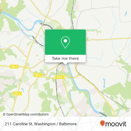Mapa de 211 Caroline St, Fredericksburg, VA 22401