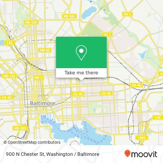 Mapa de 900 N Chester St, Baltimore, MD 21205