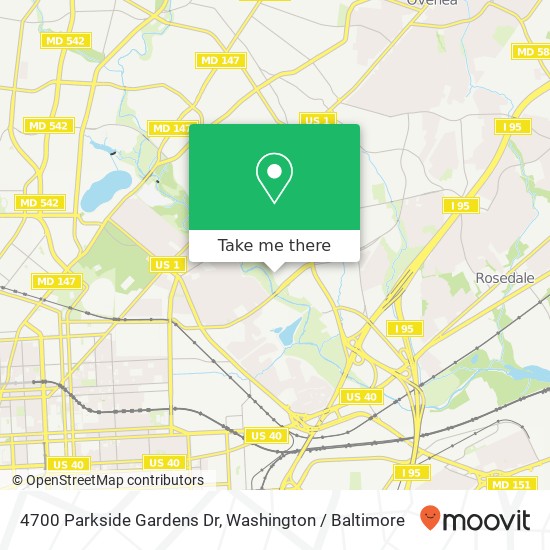 Mapa de 4700 Parkside Gardens Dr, Baltimore, MD 21206