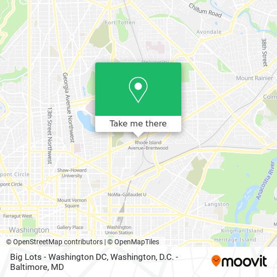 Mapa de Big Lots - Washington DC