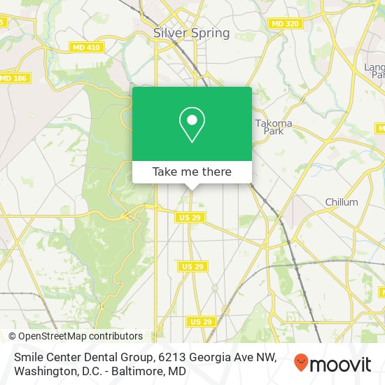 Mapa de Smile Center Dental Group, 6213 Georgia Ave NW