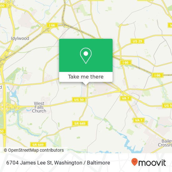 Mapa de 6704 James Lee St, Falls Church, VA 22042