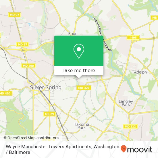 Mapa de Wayne Manchester Towers Apartments, 25 E Wayne Ave
