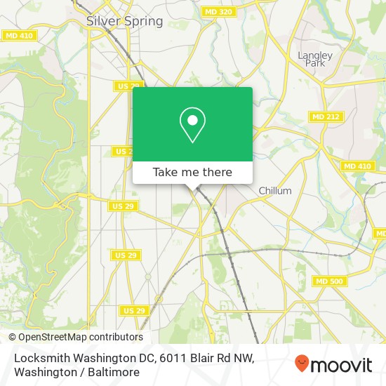 Mapa de Locksmith Washington DC, 6011 Blair Rd NW