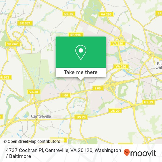 Mapa de 4737 Cochran Pl, Centreville, VA 20120