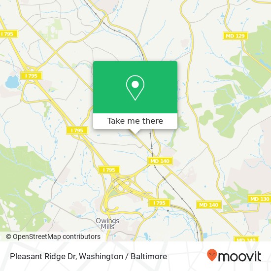 Mapa de Pleasant Ridge Dr, Owings Mills, <B>MD< / B> 21117