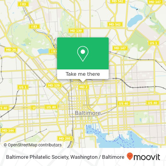 Mapa de Baltimore Philatelic Society, 1224 N Calvert St