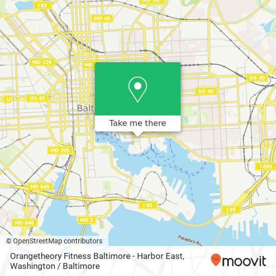 Mapa de Orangetheory Fitness Baltimore - Harbor East, 1415 Aliceanna St