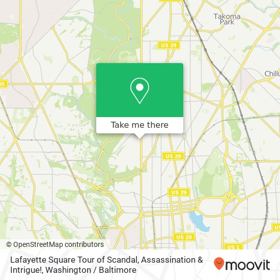 Mapa de Lafayette Square Tour of Scandal, Assassination & Intrigue!