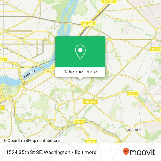 Mapa de 1524 35th St SE, Washington, DC 20020