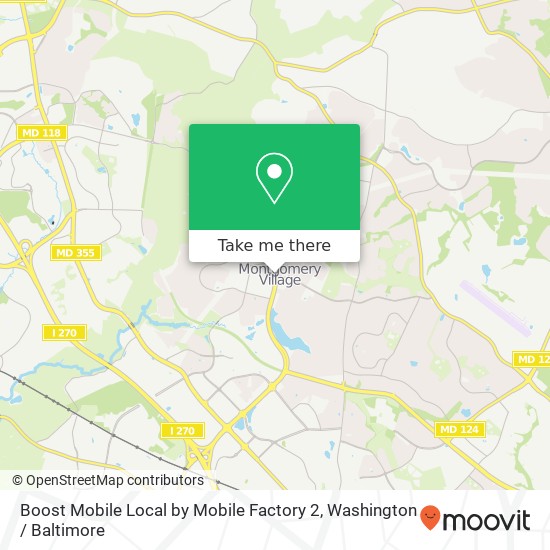 Mapa de Boost Mobile Local by Mobile Factory 2, 19316 Montgomery Village Ave