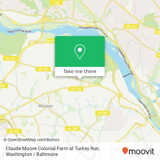 Claude Moore Colonial Farm at Turkey Run map