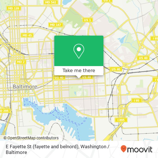 Mapa de E Fayette St (fayette and belnord), Baltimore, MD 21224