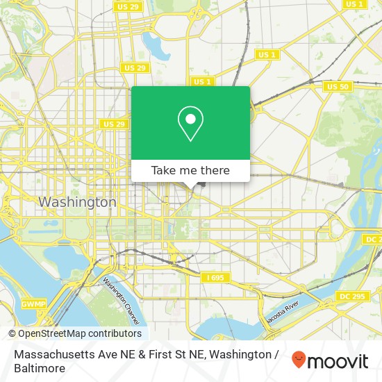 Massachusetts Ave NE & First St NE map