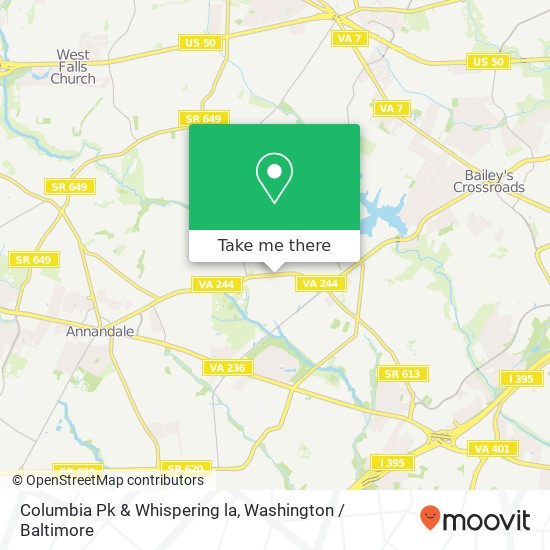 Mapa de Columbia Pk & Whispering la