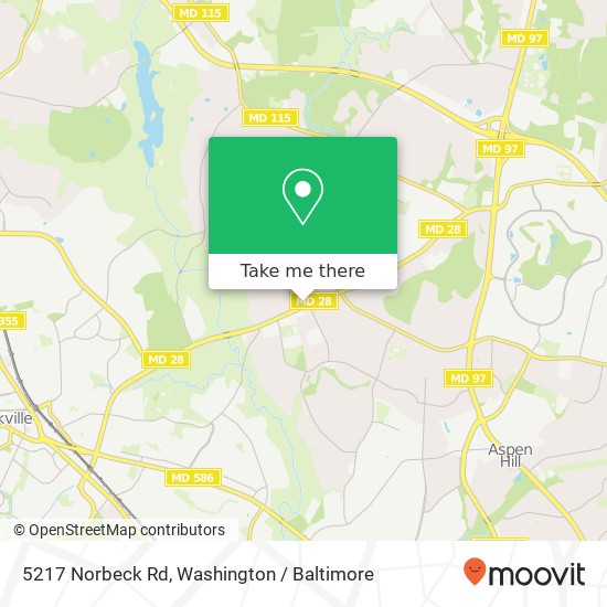 Mapa de 5217 Norbeck Rd, Rockville, MD 20853
