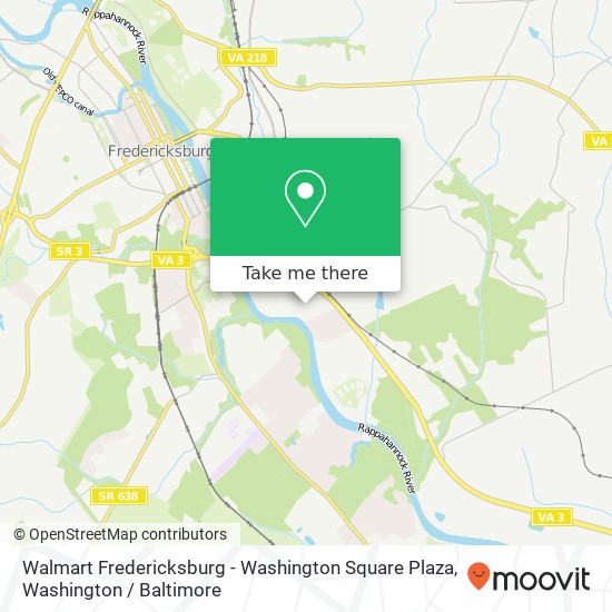 Mapa de Walmart Fredericksburg - Washington Square Plaza, 125 Washington Square Plz