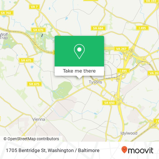 Mapa de 1705 Bentridge St, Vienna, VA 22182