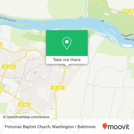 Mapa de Potomac Baptist Church, 20747 Lowes Island Blvd