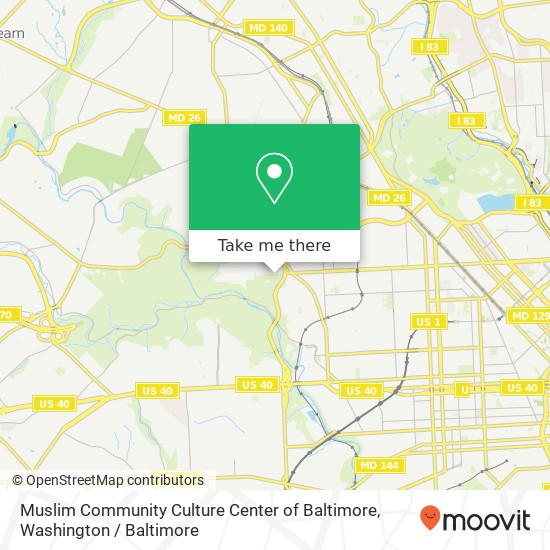 Mapa de Muslim Community Culture Center of Baltimore, 3401 W North Ave