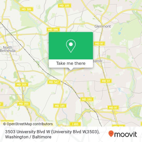 Mapa de 3503 University Blvd W (University Blvd W,3503), Kensington, MD 20895