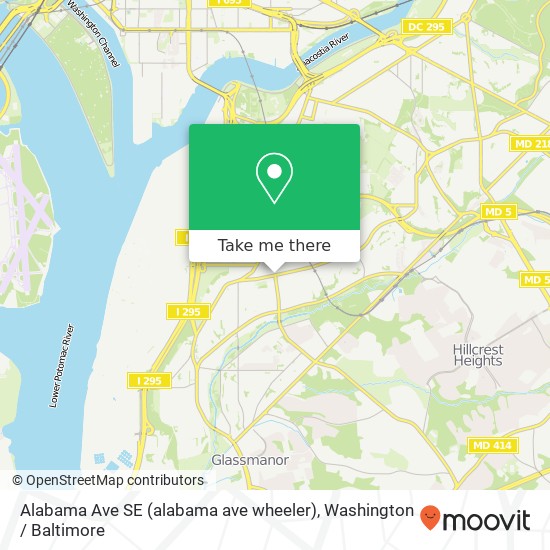 Mapa de Alabama Ave SE (alabama ave wheeler), Washington, DC 20032