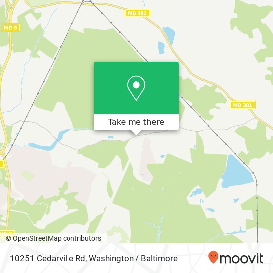 Mapa de 10251 Cedarville Rd, Brandywine, MD 20613
