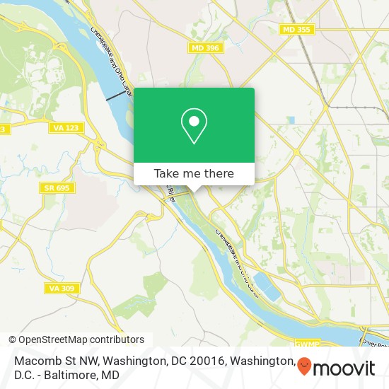 Mapa de Macomb St NW, Washington, DC 20016