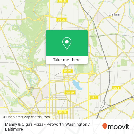 Mapa de Manny & Olga's Pizza - Petworth, 3624 Georgia Ave NW