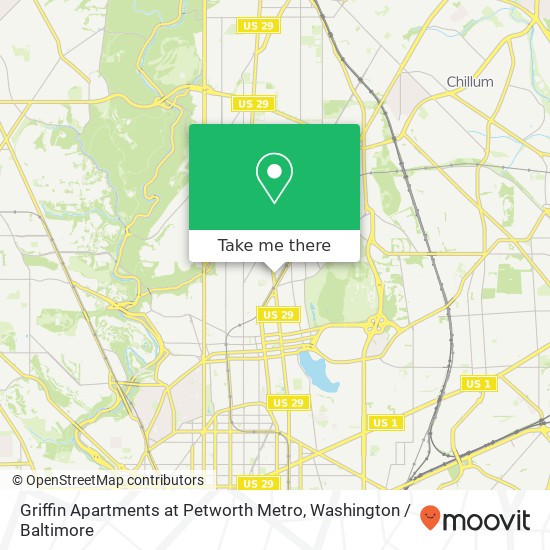 Mapa de Griffin Apartments at Petworth Metro, 3801 Georgia Ave NW