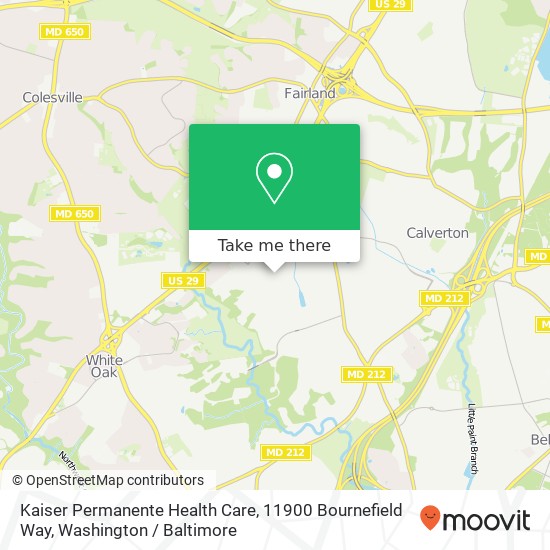 Mapa de Kaiser Permanente Health Care, 11900 Bournefield Way