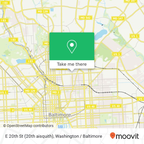 Mapa de E 20th St (20th aisquith), Baltimore, MD 21218