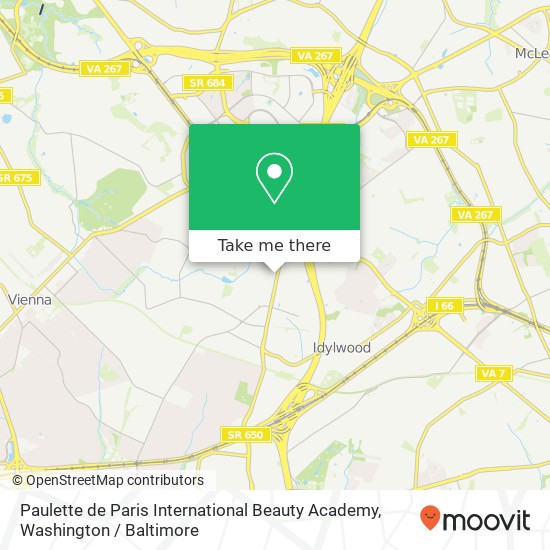 Mapa de Paulette de Paris International Beauty Academy, 2108 Gallows Rd