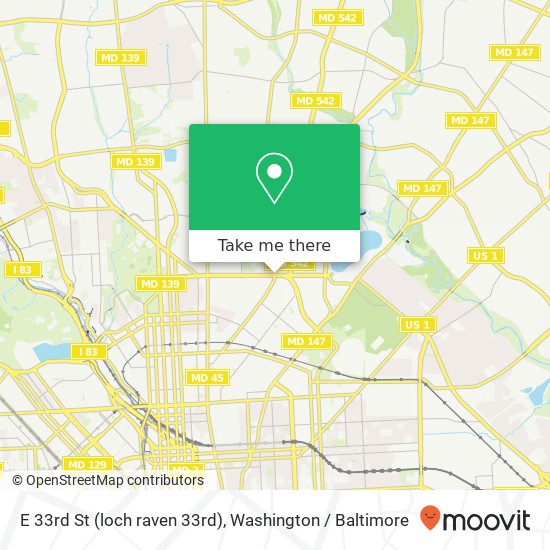 Mapa de E 33rd St (loch raven 33rd), Baltimore, MD 21218