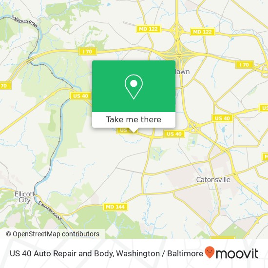 US 40 Auto Repair and Body, 6431 Baltimore National Pike map