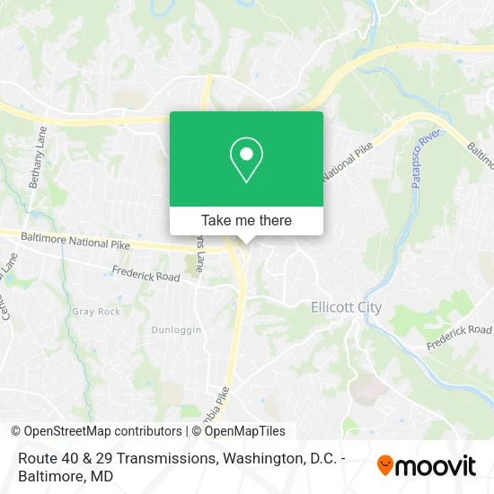Route 40 & 29 Transmissions map