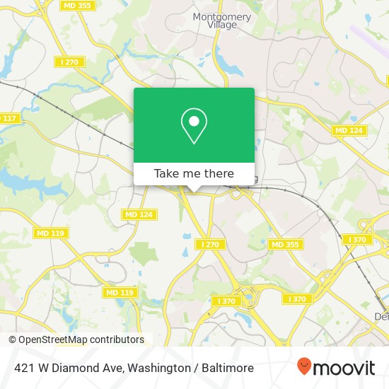 Mapa de 421 W Diamond Ave, Gaithersburg, MD 20877